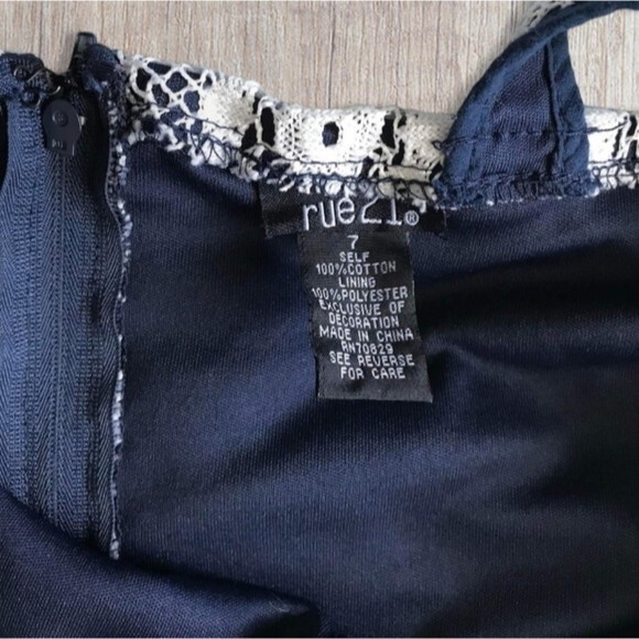 Rue 21 Navy White Lace Embroidered Floral Juniors Mini Sundress Size 7 - Picture 6 of 7